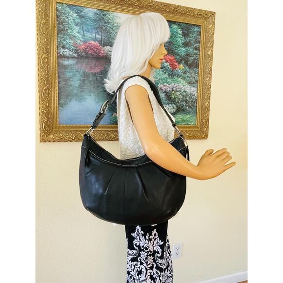 Coach large Ergo Pleated hobo/soho black Leather Shoulder Bag F13732 - Picture 7 of 9